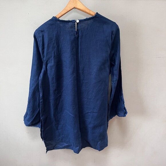 J. Jill Love Linen 100% Linen Navy Blue Tunic Top- Size S - Picture 6 of 6